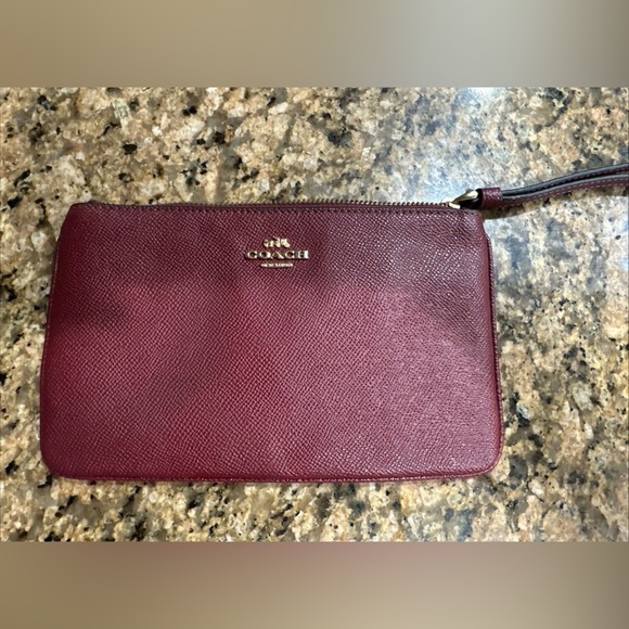 Coach Maroon Leather Wristlet - Picture 1 of 3